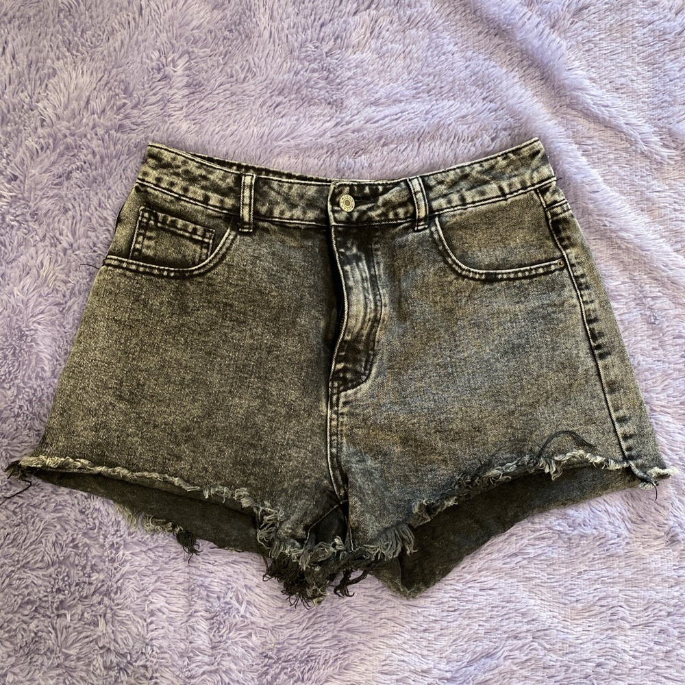 SHEIN Women's High Rise Denim Cutoff Jean Shorts‎ Black Size Large